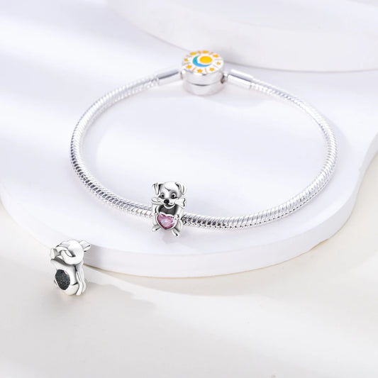 Cute Dog Heart Charm for Bracelet