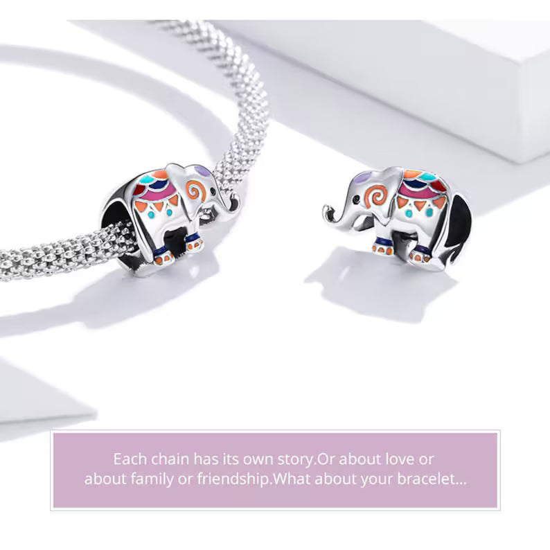 Elephant Charm For Bracelet, 925 Sterling Silver