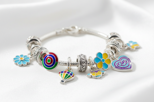 925 Sterling Silver Charm Bracelets with Enamel Color (CharmTownNz).
