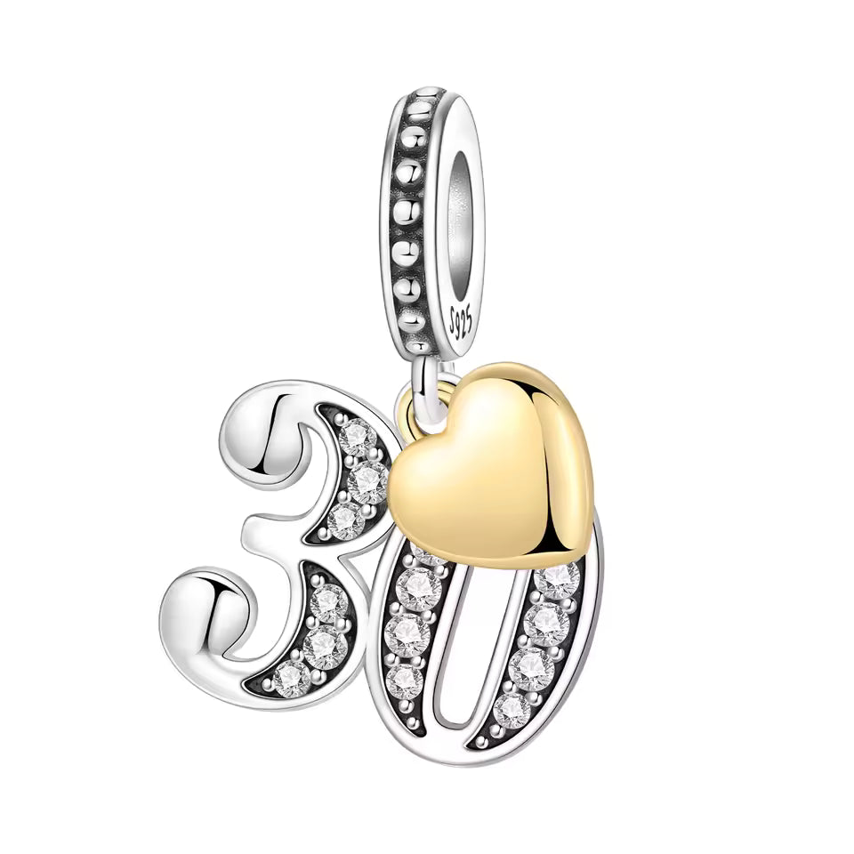 Number 30 Charm For Bracelet (s925)