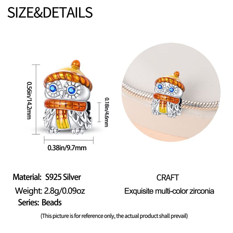 Owl With Scarf Charm For Bracelet