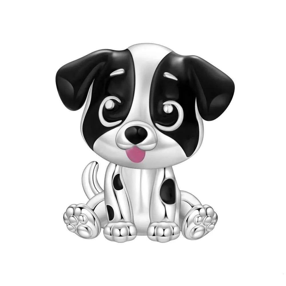 Dog White-Black Charm For Bracelet (s925)