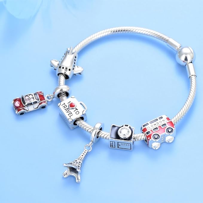 I Love To Travel Silver Suitcase Charm For Bracelet