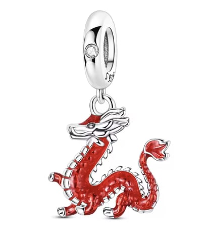 Red Dragon Charm For Bracelet (S925)