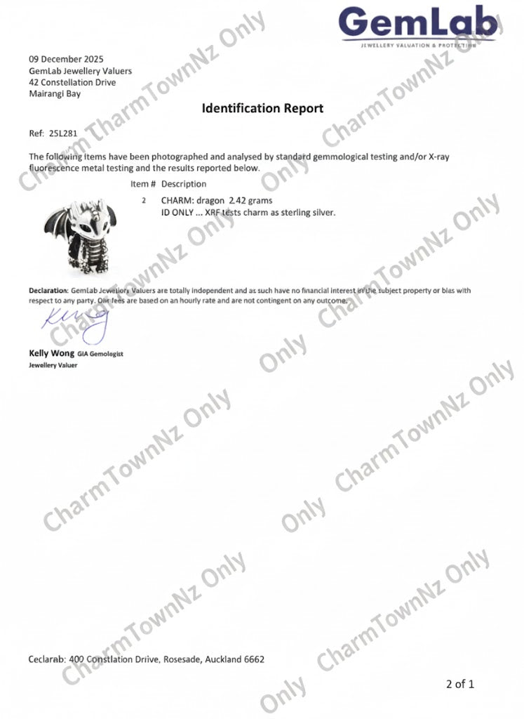 Dragon Charm For Bracelet, 925 Sterling Silver