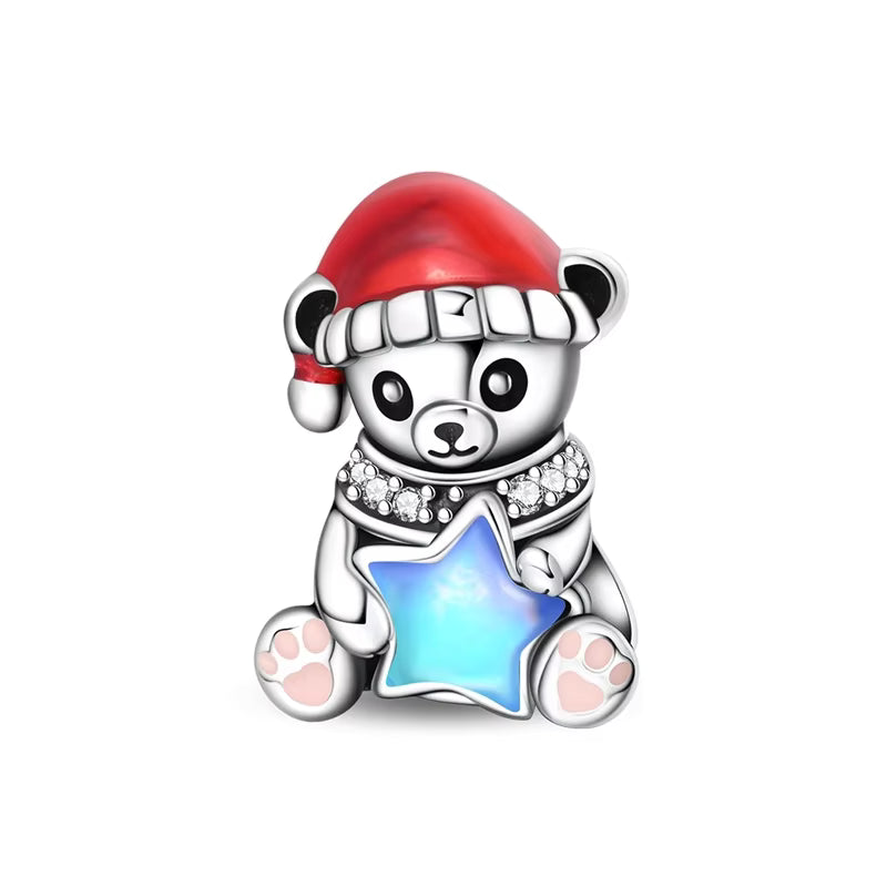 Bear Star Charm For Bracelet (S925)