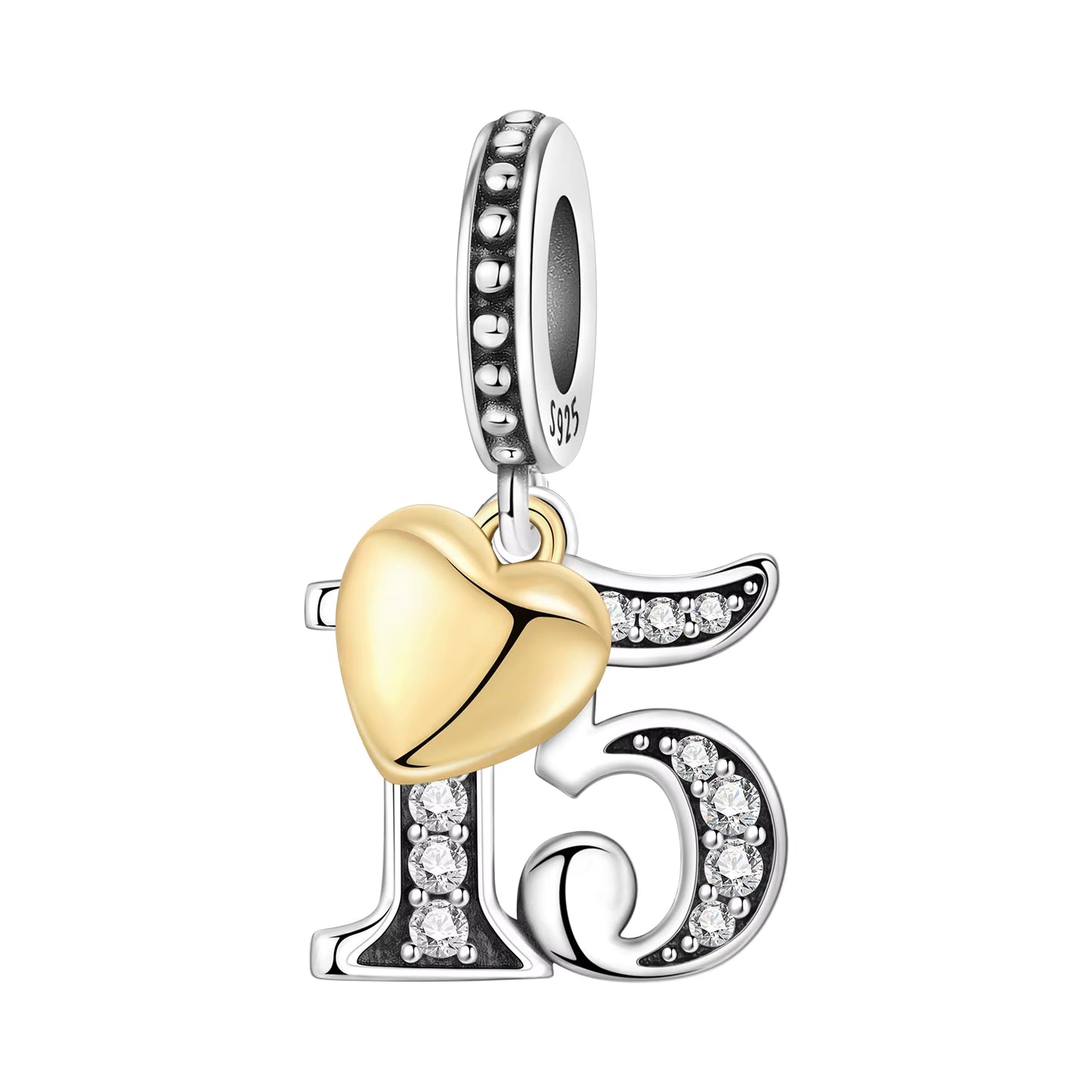 Number 15 Charm For Bracelet (s925)