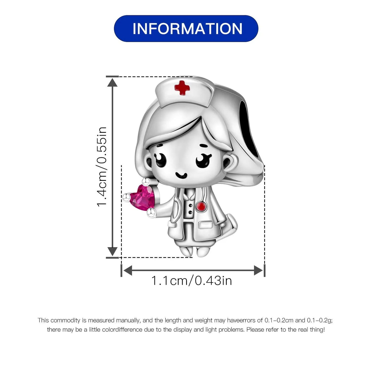 Nurse Cartoon Character Charm For Bracelet