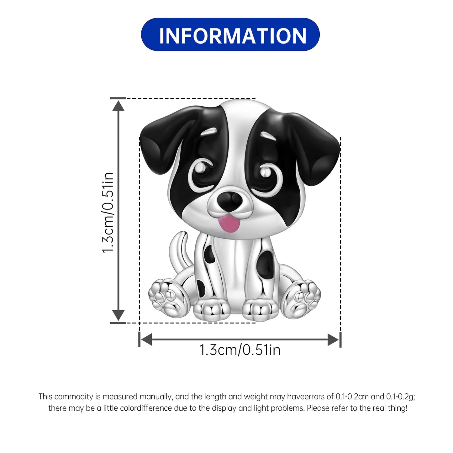 Dog White-Black Charm For Bracelet (s925)