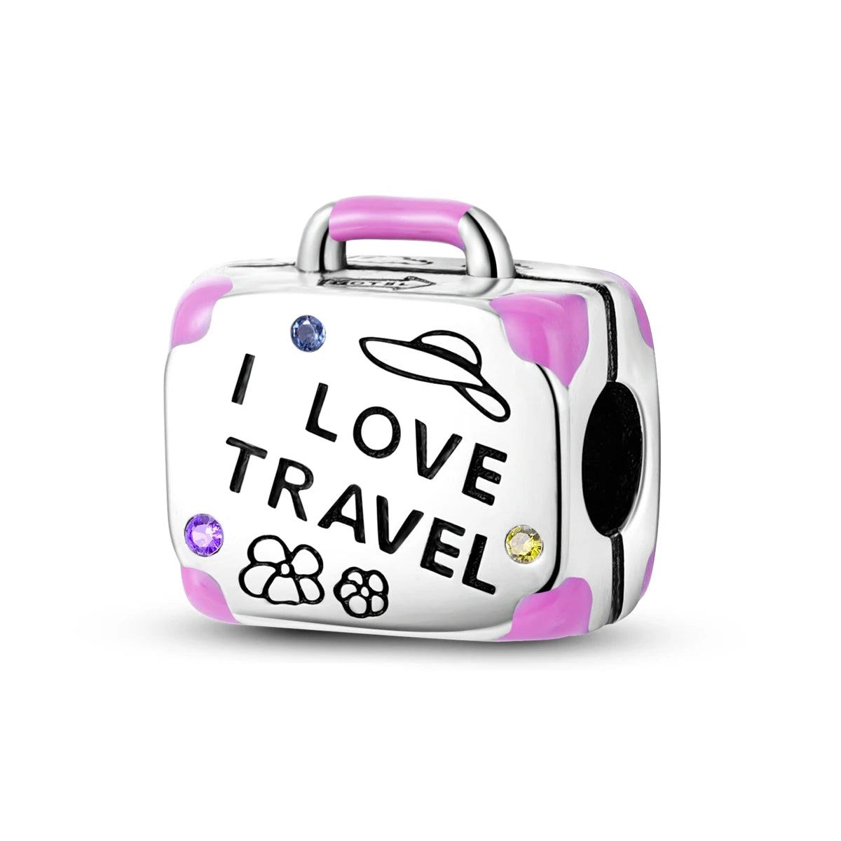 I Love Travel Pink Bag Charm For Bracelet