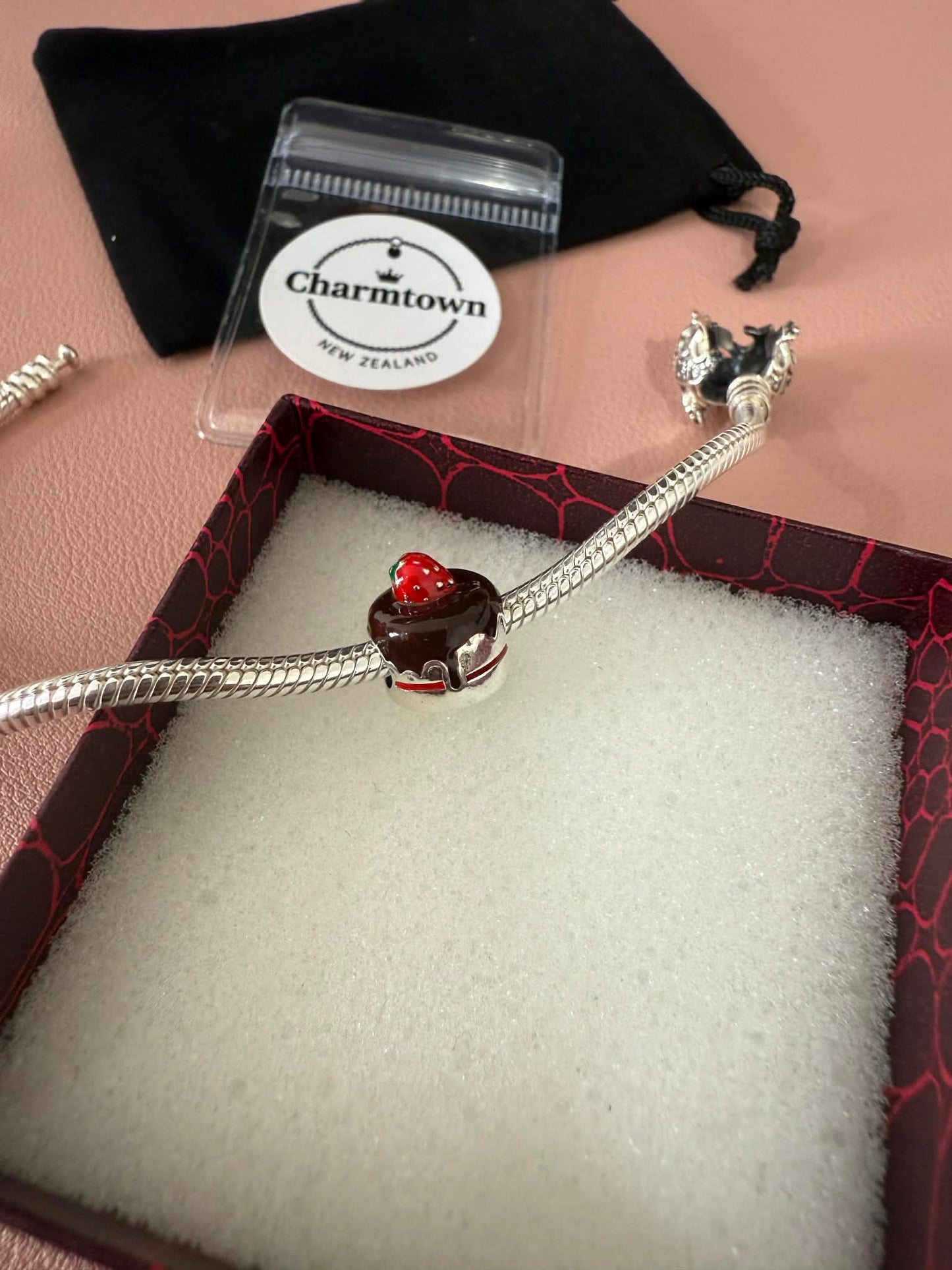 Strawberry Chocolate Cake Charm For Bracelet