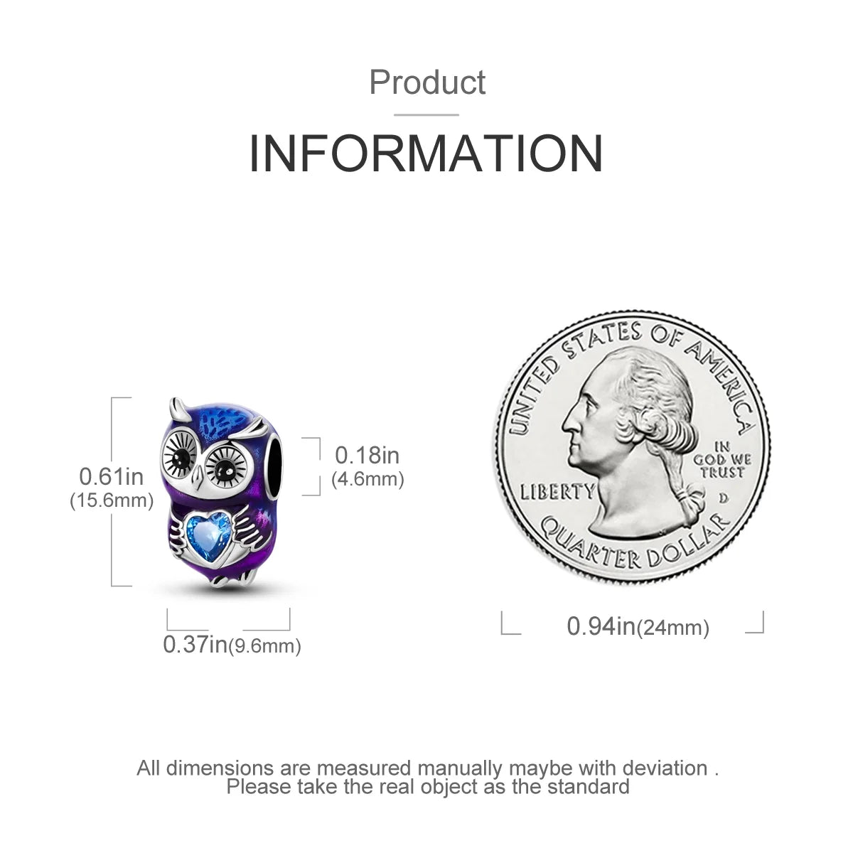 Sparkling Owl Charm For Bracelet