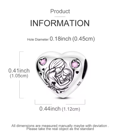 Mother & Daughter Embrace Heart Charm