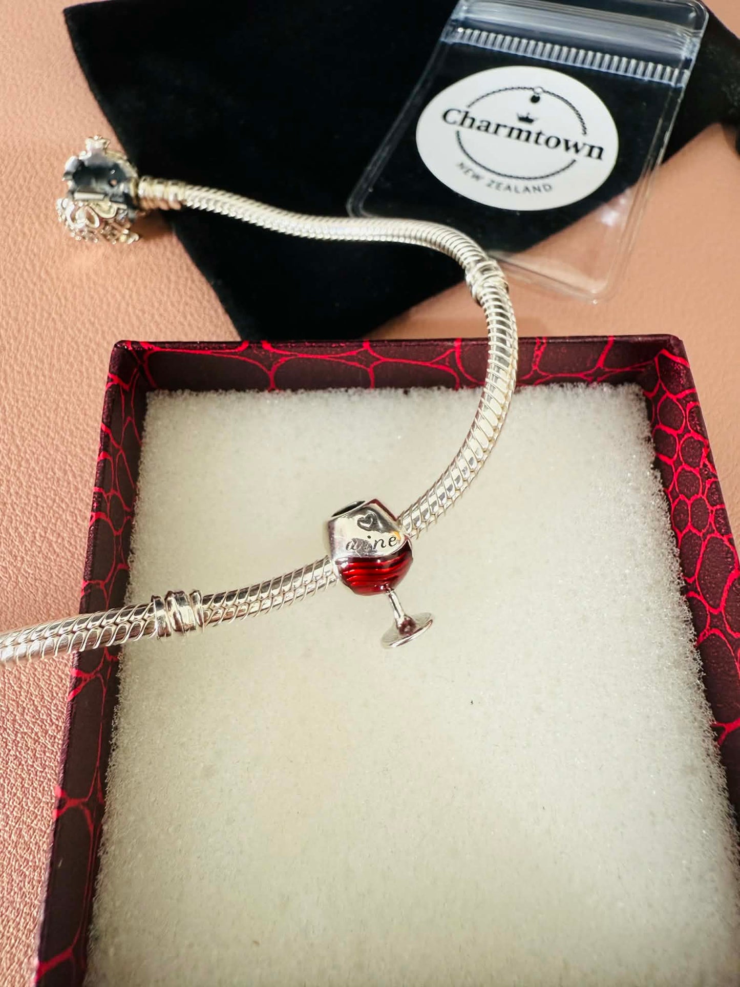 Red Wine Glass Charm For Bracelet