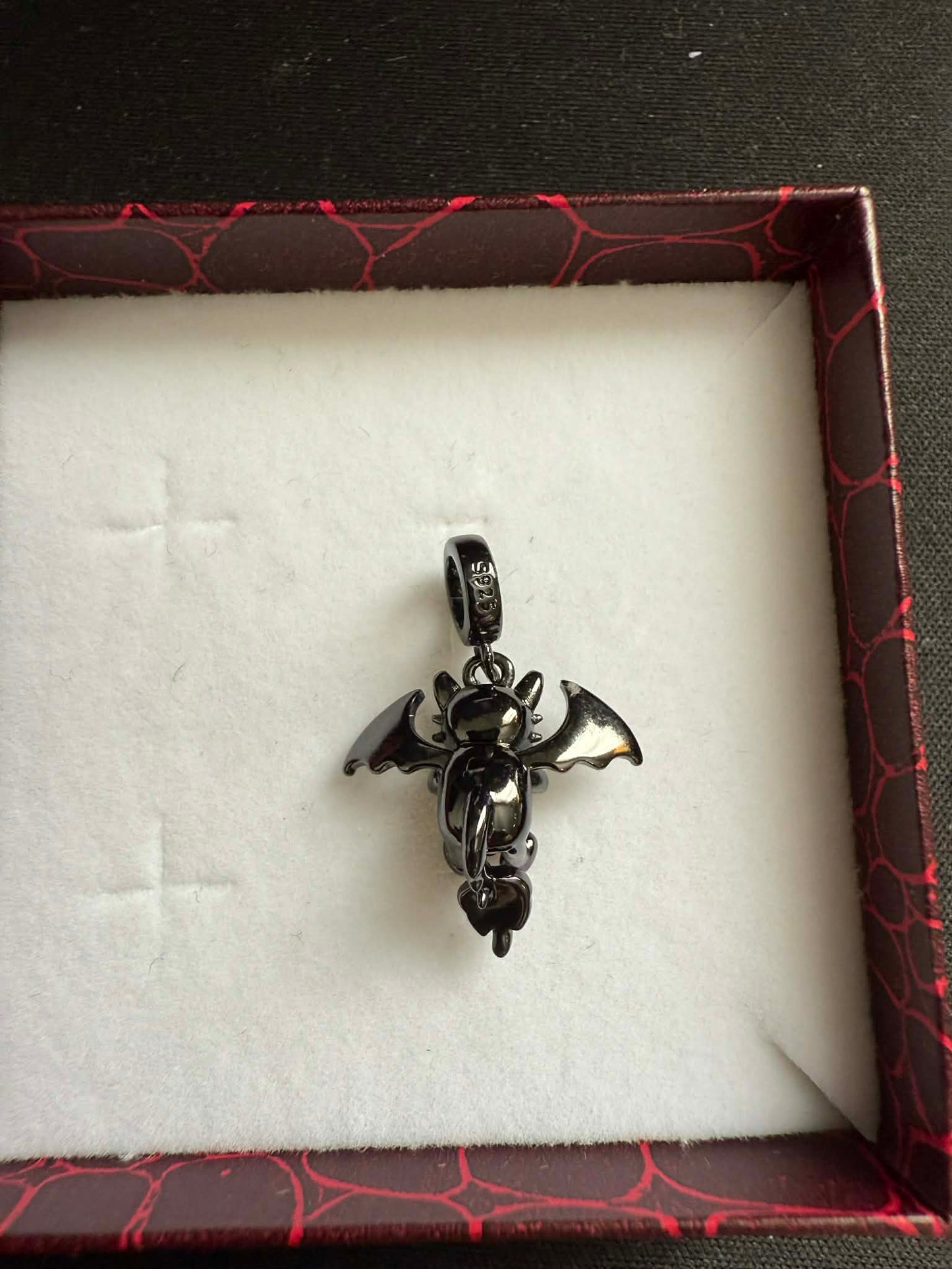 Black Dragon Heart Gemstone Charm For Bracelet