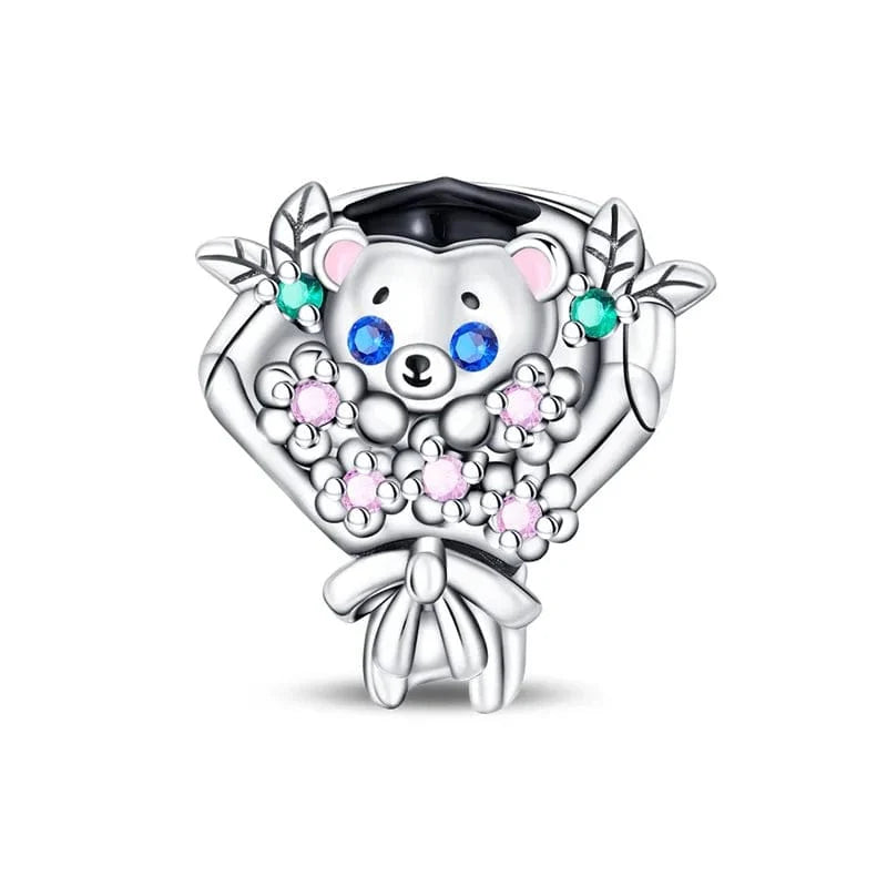Graduation Bear Bouquet Charm For Bracelet