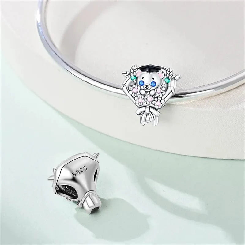Graduation Bear Bouquet Charm For Bracelet