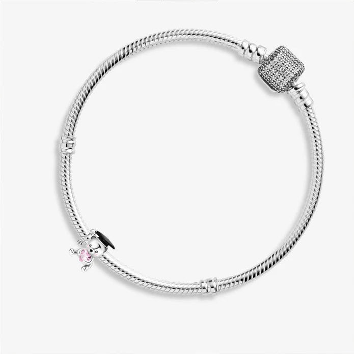 Graduation Teddy Bear Heart Charm For Bracelet