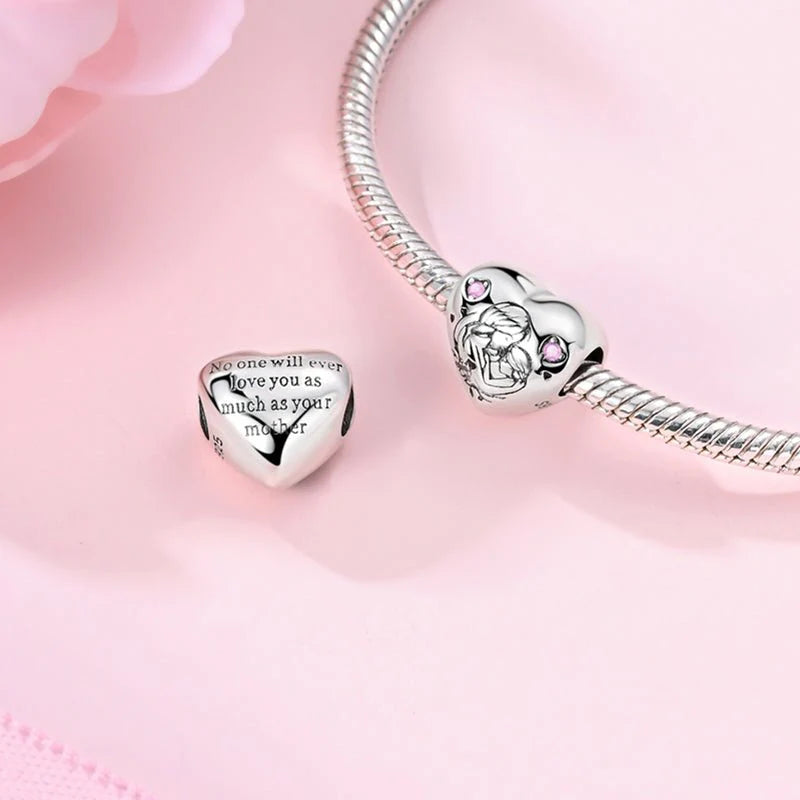 Mother & Daughter Embrace Heart Charm