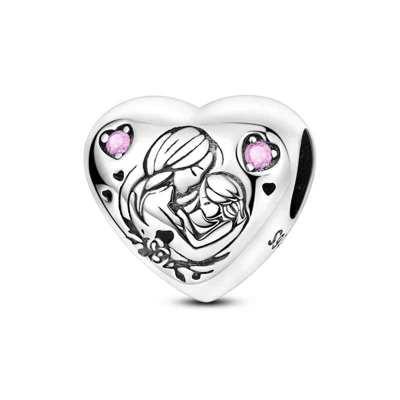 Mother & Daughter Embrace Heart Charm
