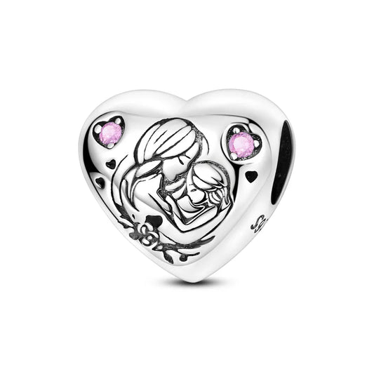 Mother & Daughter Embrace Heart Charm