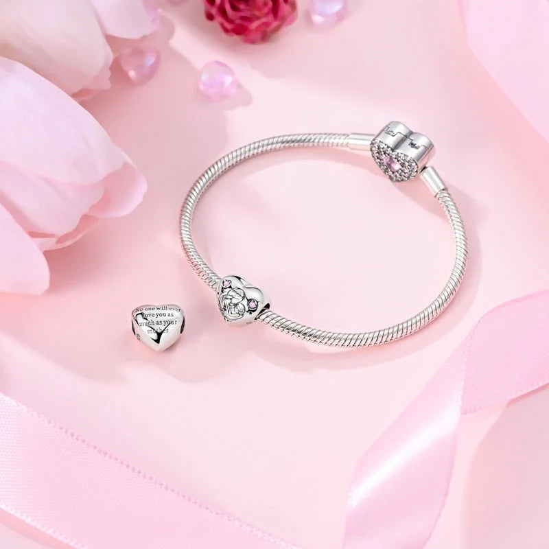 Mother & Daughter Embrace Heart Charm