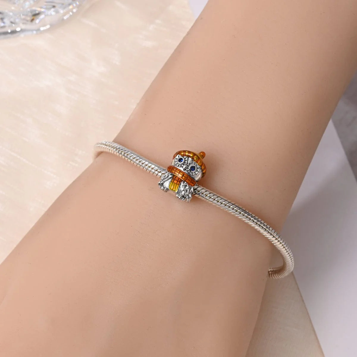 Owl With Scarf Charm For Bracelet
